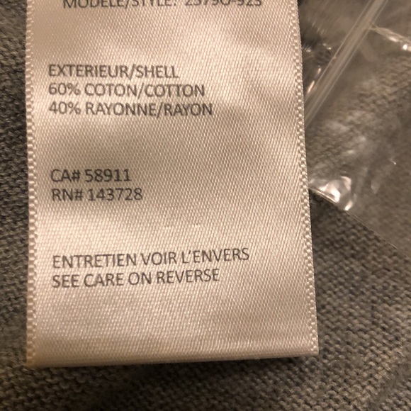 TRIBAL XL ASYMMETRICAL SOFT GREY LONG SLEEVE SWEATER COTTON/RAYON BLEND - #356 - Picture 4 of 10